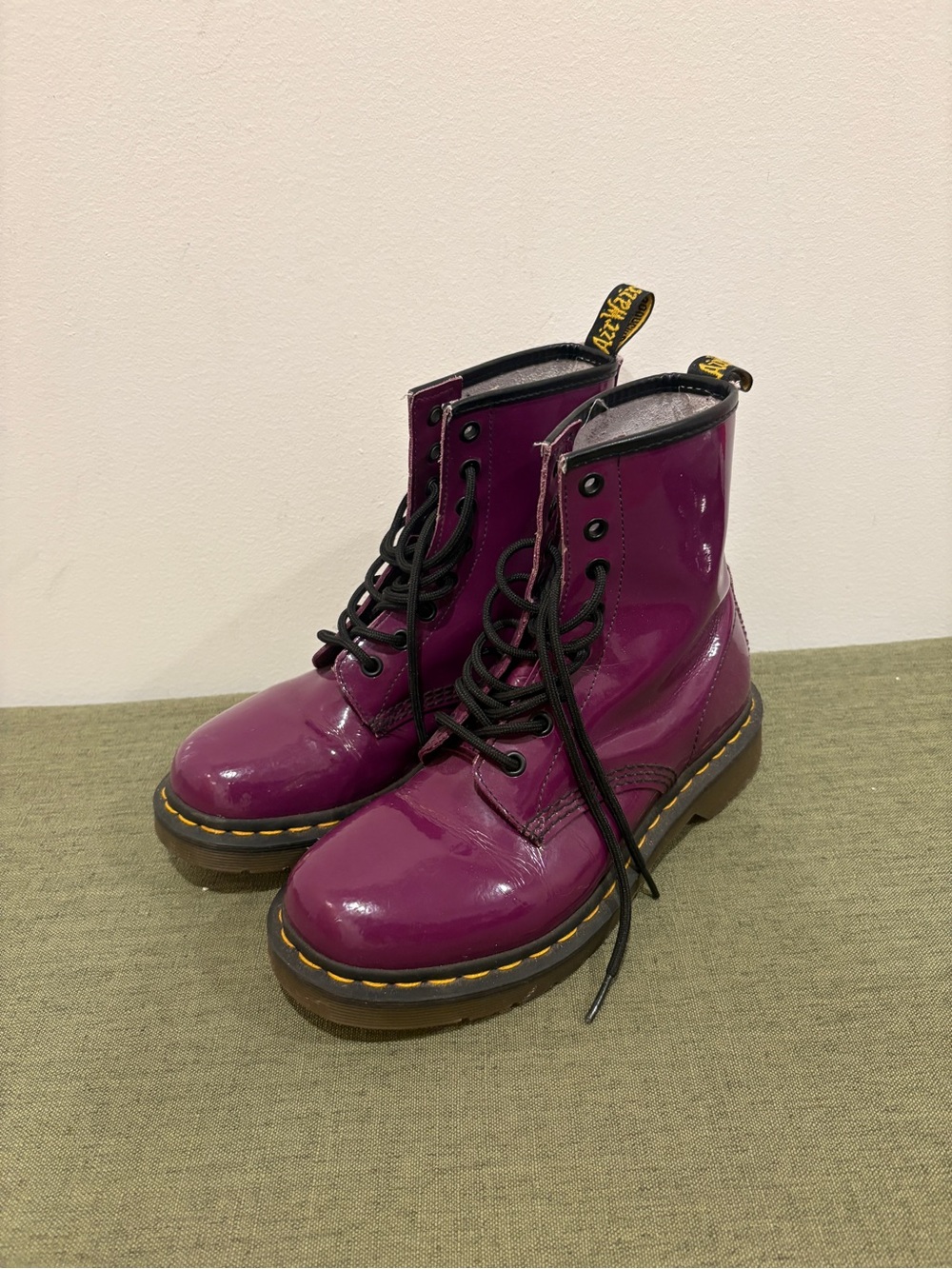 Doc Martens Women's Patent Purple Lace-Up 8-Eye Boots Size 38/US7